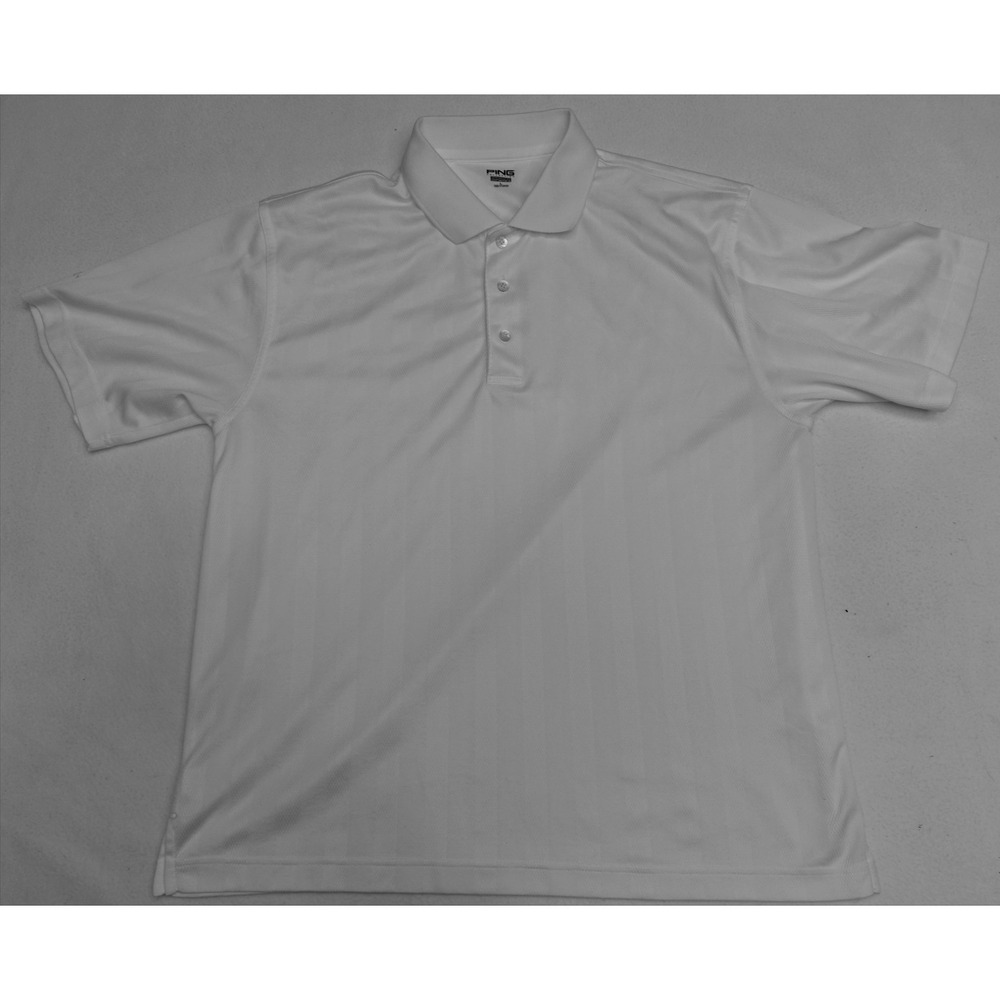 PING Polo Shirt Mens L White Performance Dynamics Golf Short Sleeve Lightweight